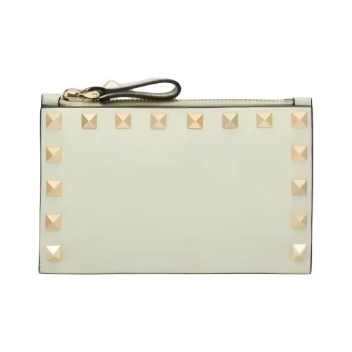 Valentino Рельефная Телячья Кожа Монета Кошелек Держатель для Карт Женский Светло-Зеленый