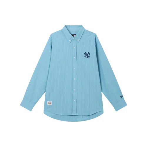New Era Циановые Полосатые Унисекс Рубашки