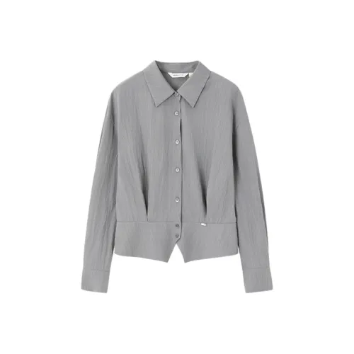 MOHANYIMEI Айвори Серый Женская Рубашка