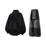 Чёрный + Чёрный Джинсы с Флисовой Подкладкой