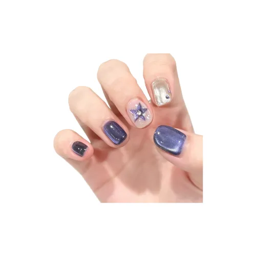 T Z Галактический Sea Стеклянные бусины Кошка's Eye False Nail Укороченный Длинный Черная смородина Цвет Smudge Звезды