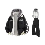 Чёрный+Белый Фотиния Серый Свитшот+Светло-Серые Штаны