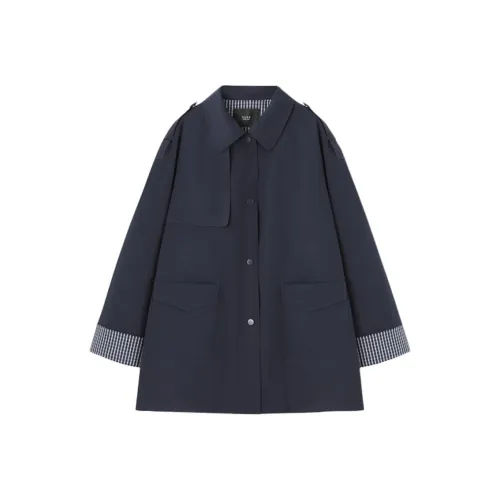 MOHANYIMEI Темно-синий утепленный тренч версия женский