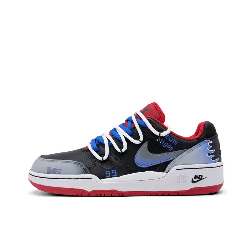 Nike Full Force Винтаж Пламя Устойчивые к истиранию Низкие Кроссовки для скейтбординга Мужские Черные Красные