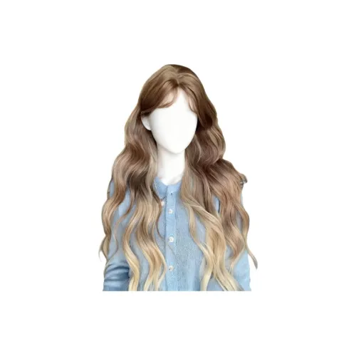 Gentle Welcome Перука Влиятельный Перука Средняя Длина Прямая Волна Длинная Кудрявая Белый Золото Градиентная Перука с Кружевной Передней Частью