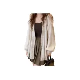 Кардиган цвета экрю + кофейная юбка