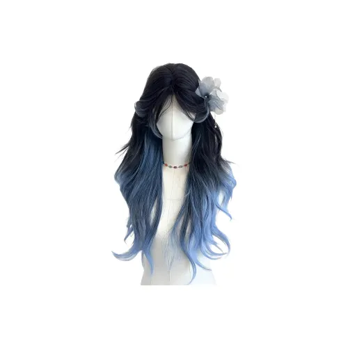 GLUNA Туманный Радужка Forehead Lace Полная Заколка Женские CENTER Часть Градиент Черный Синий Балаяж Длинные Волосы