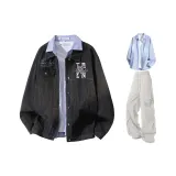 Серый+Синий Рубашка+Светло-Серые Штаны