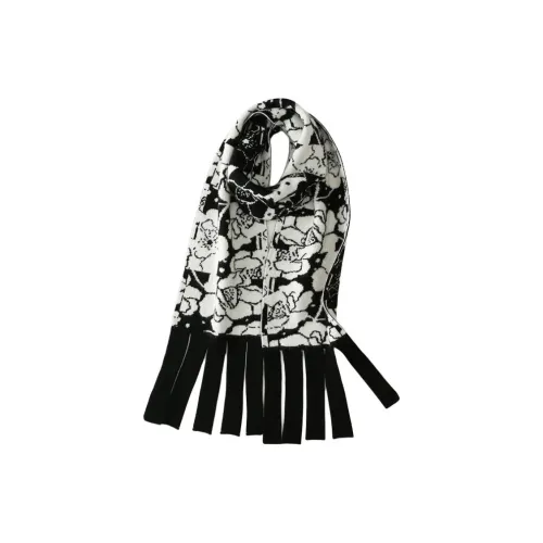 MH Шерсть 100% Вязаные шарфы Унисекс Черный Белый