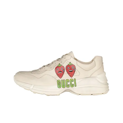 GUCCI Rhyton Low Топ Толстая подошва Кроссовки Мужские Бежевые Потертый Стиль