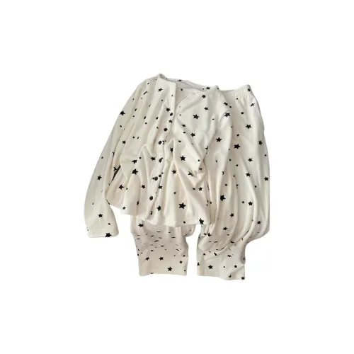 MUQINGQING Романтический Starry Beige Apricot Women's Pajama Sets