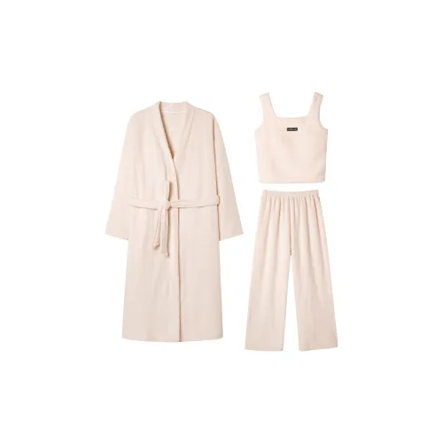 Gongdie Бежевый Трехкомпонентный Набор Пижамные Комплекты для Женщин