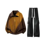 Кофейный топ + черные штаны