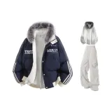 Сапфир Синий + Белый Фотиния Серый Свитшот + Черные Штаны