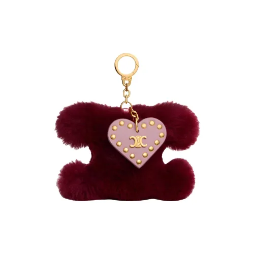 CELINE Triomphe Шерсть Подвеска Сумка Аксессуар Женский Бордовый Красный