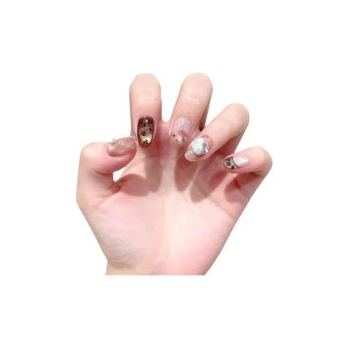 T Z Осень и зима Леопардовый принт Кошачий глаз Милый Граффити False Nail Короткий Квадрат Короткий LADDER Карамель