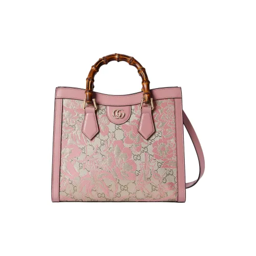 GUCCI Diana Flora Жаккардовая ткань Сумка через плечо Средняя Женская Розовая и Бежевая