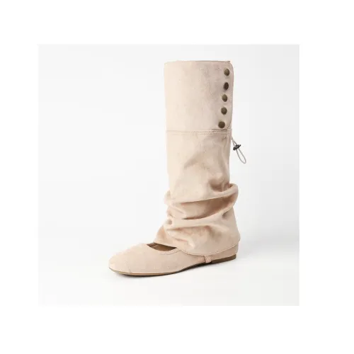 YAFEI XUANYU Колено Высокие сапоги 4CM Женские Абрикос