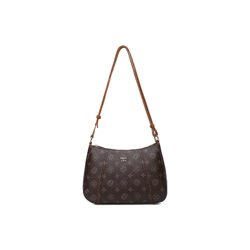 MEXICAN PVC PU (полиуретан) Сумка через плечо Стандартная Женская Темно-коричневый Экрю