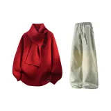 Красные + Желтые Грязные Джинсы с Флисовой Подкладкой