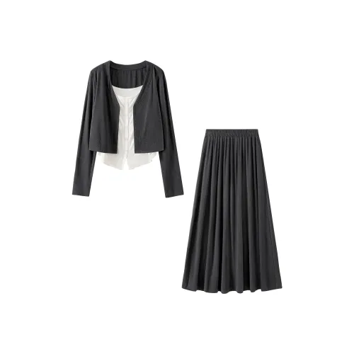 TOUCH Белый+Темно-Серый Женские Комплекты с Юбкой