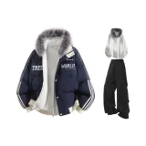 Сапфир Синий + Белый Фотиния Серый Свитшот + Светло-Серые Штаны