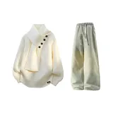 Белый + Желтый Грязь Джинсы с Флисовой Подкладкой