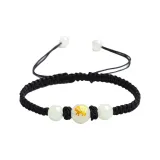 Ночной свет Свинья Браслет с бусинами - Кофе Веревка