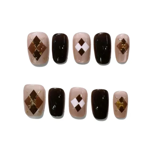 BDQC CHANEL Inspired Мягкий Элегантность Укороченный False Nail 20mm False Nail Короткий LADDER Коричневый Jump Цвет Милый