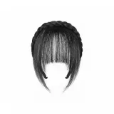 Натуральный черный реальный волосовый ободок с бахромой на лбу