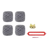 Серый котенок DIY 4 мяча из пряжи + ткань вязаная волшебный инструмент