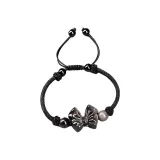 Обсидиан Бант Рука-Вязаная модель-Черный шнур