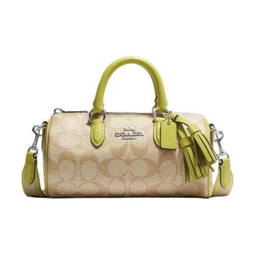 COACH Lacey Покрытый холст с кожаными вставками маленькая сумка женский коричневый и желтый