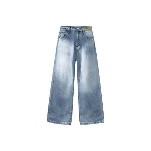 XIACENGJICHU Синий с принтом Мужские Джинсы