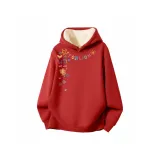 [Шерпа-толстовка] Красный (Большой яркий логотип "Будущее" на груди спереди)