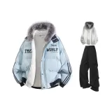 Светло-синий + белый, серый вереск, свитшот + светло-серые штаны