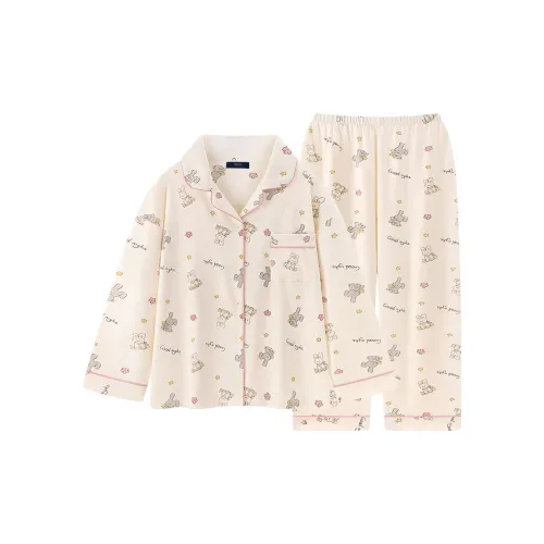 QTUR Мягкий Кролик Молочные конфеты Длинный рукав Комплекты Женские Пижамные комплекты