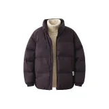 [Жаккард Воротник-стойка Пуховик] Фиолетовый (Tb45 Минималистский стиль Квадратный Логотип слева Низ Карман B Этикетка)