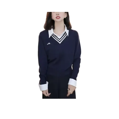 MOUSIDEYOUHUO Темно-синий Бесплатно Muse Бренд Наклеенный Женский Трикотаж