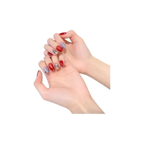 Yun Yue Joe Рубин Кошачий глаз Блестки Вишнево-красный False Nail Средний LADDER Красный Jump Цвет