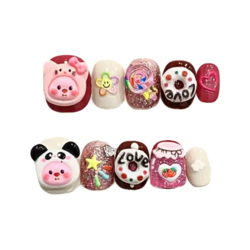 Yun Yue Joe Мультяшный 3D-эффект Squeeze False Nail Короткий Дофаминовая одежда Jump Цвет Милый 15mm