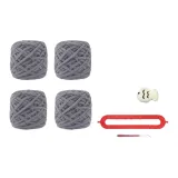 Серый - Рыбка DIY 4 шт. Пряжа + Вязаные ткани Инструмент