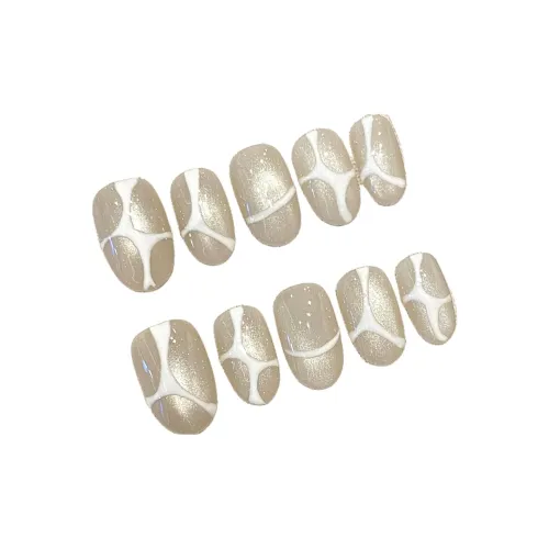 Yun Yue Joe Мята Линия Кошачий глаз Стеклянные бусины False Nail MID Длина (размер в длину) Свежий Однотонный Милый 20mm