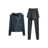 Set (Темно-синий синий пальто + серые штаны)