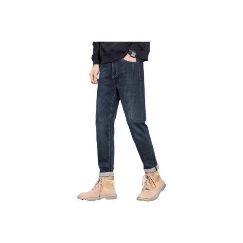 CHAORENBANG Синий [С флисовой подкладкой] Мужские Джинсы