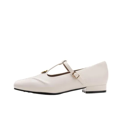 LANMOU Mary Jane Shoes Ecru Women's