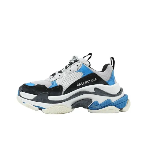 Balenciaga Triple S Low Топ Толстоподошвенные кроссовки Женские Белые Синие Потертый