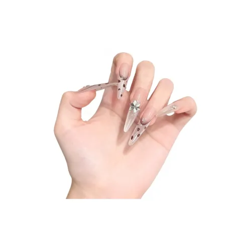 T Z Леопардовый принт Lustre Свет Шампанское Кошачий глаз False Nail Миндаль MID Длина (размер в длину) Кофе Градиентный