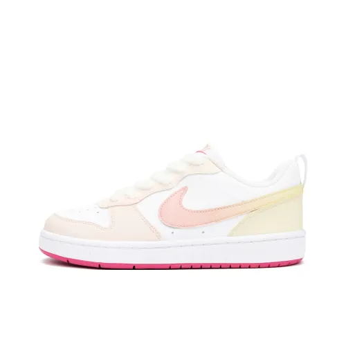Nike Court Borough Лето Сладкий Персик Slip-resistant Abrasion-resistant Низкий Топ Детские Скейтбординги Белый Розовый