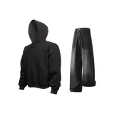 Черный свитшот + черные утепленные джинсы из флиса